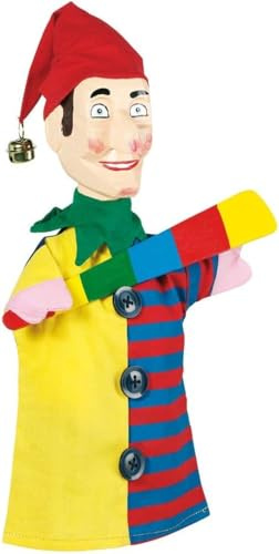 Ameisenkeks® Handpuppe Kasper – ca. 29 cm – Klassische Kasperle-Figur aus Stoff & Holz – bunt, mit Schellenmütze – für Puppentheater & Rollenspiele – pädagogisch wertvolles Lernspielzeug