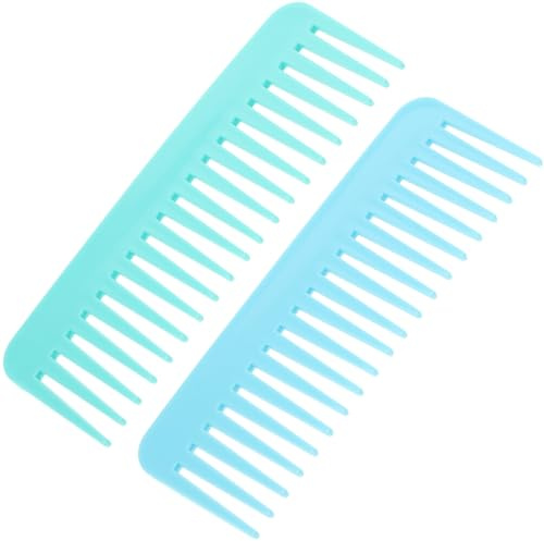 MUCKLILY 2stücke Kamm mit Breiten Zinken Tragbarer Haarkamm für Haushalt Entwirrungskamm für Kopfhautmassage Langlebiges Friseurwerkzeug ohne Griff Stylischer Haarkamm für Tägliche Pflege
