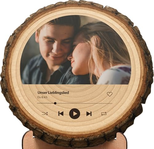 Spotify Geschenk - Baumscheibe - personalisiertes Fotogeschenk, Foto für Paare, Personalisierte Geschenke für Männer - Fotogeschenke für Weihnachten, Paargeschenke Musik, Song Cover, Wir, Partner