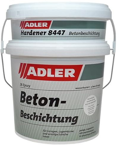ADLER 2K-Beton-Finish Epoxy Betongrau 1kg | Wasserbasiert, lösemittelfrei, sehr hohe Abriebfestigkeit, sehr gut reinigungsfähig, beständig gegen Kraftstoffe und Öle