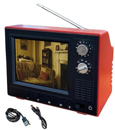 Yqooup TV Vintage - Pantalla 720P Memoria 8GB Reproducción USB - TV Pequeña Escenas Miniatura Decoración | para Hogar Dormitorio Oficina Residencia Entrada Estantería Mesa Casa De