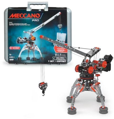 MECCANO Erector Super Construction 25-in-1 Motorized Building Set, Steam Education Toy, 638 Parts, for Ages 10+