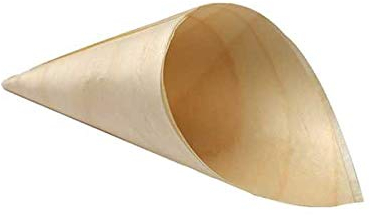 ADISERVE 100 cônes en bois biodégradables et compostables de 5 x 13 cm