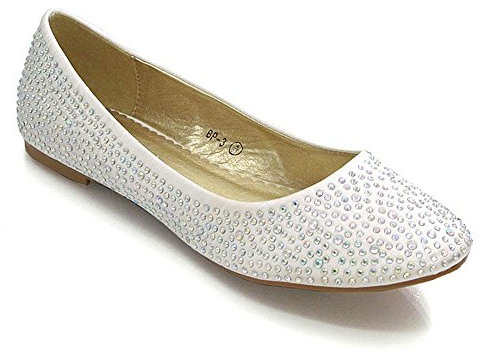 New Womens Bridal Diamante Ladies Sparkly Slip ON Bridesmaid Shoes Pumps Size (UK 8 EU 41, Ivory Satin)