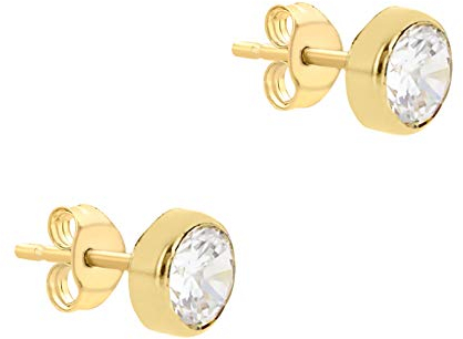 CARISSIMA Damen 9k (375) Gelbgold 5 mm Rund Cubic Zirkonia Poliert Ohrstecker 1.57.7529