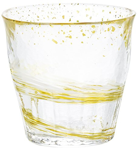 Whiskey Rock Glass 10oz (300ml) Gold leaf Good Luck Handmade gift for woman man Birthday Anniversary Made in Japan Tsugaru Vidro with Fancy box