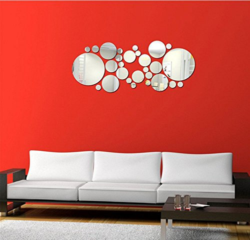Runder Kristall 3D DIY Spiegel-Wandsticker Acryl Stereo Kreis Heimdekoration Kunst Wandaufkleber für Schlafzimmer Wohnzimme