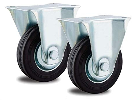 2 Bockrollen 80mm Standard Rolle Vollgummi Fadenschutz Stahlfelge außen u. innen Industrierollen