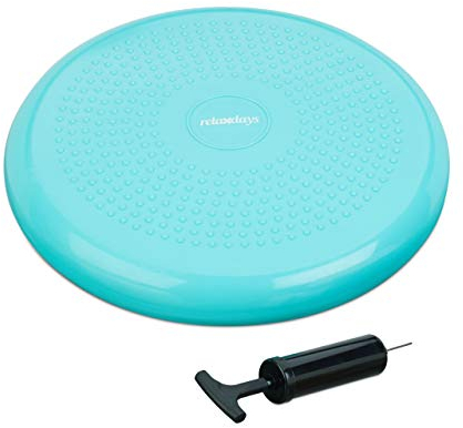 Relaxdays Balance Kissen, max. Gewicht 140 kg, Balance Pad, Luftpumpe, Ballsitzkissen m. Noppen, Fitnesskissen, mintgrün, 33 x 33 x 7 cm