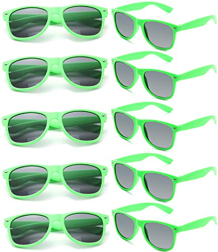 FSMILING 10 Stück Party Sonnenbrille Grün 80er Festival Grüne Sonnenbrille Set Partybrillen Für Herren Damen Pool Beach Sommer Party Favor