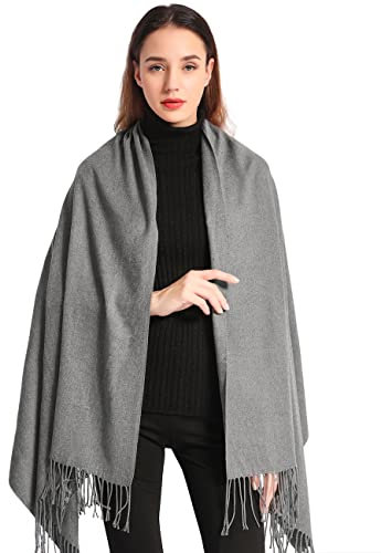 EASE LEAP Pashmina Châle Wrap Pour Femmes Hiver Chaud Écharpe Hommes Grandes Écharpes Douces pour Autum et Hiver 200cm x 70cm, Gris