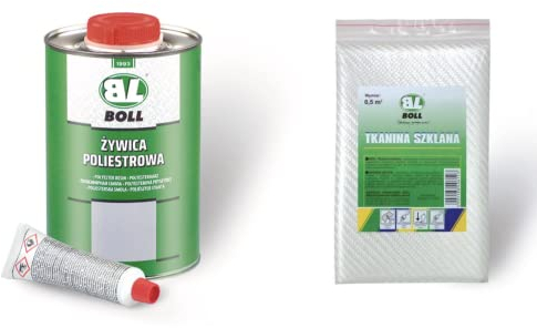 1 litre de resine polyester + catalyseur + fibre de verre tissé