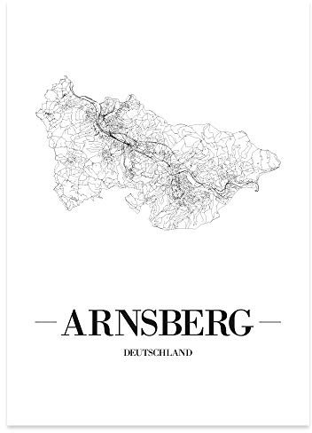 JUNIWORDS Stadtposter - Wähle Deine Stadt - Arnsberg - 30 x 40 cm Poster - Schrift A - Weiß