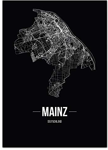 JUNIWORDS Stadtposter, Mainz, Wähle eine Größe, 60 x 90 cm, Poster, Schrift B, Schwarz