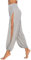 ASKSA Damen Hochschlitzige Haremshose Frauen Hippie Split Sport Hose Fitness Stretchhose Loose Fit Yogahose Sporthose (Grau,XL)