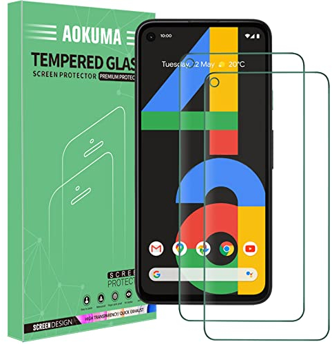 AOKUMA für Google Pixel 4A 4G Panzerglas, 【2 Stücke】 Glas kompatibel mit Google Pixel 4A 4G Schutzfolie, Premium Glasfolie mit 9H Härte, Anti Kratzer, Splitterfest,Anti-Öl,Anti-Bläschen