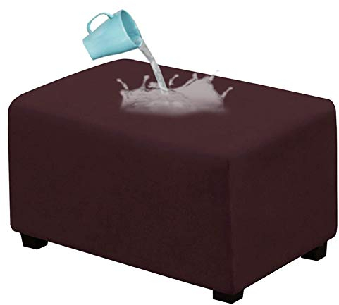 NOPEXTO Ottoman Slipcover,Ottomane Bezug,Hockerbezug Quadratische Stuhlhusse Stuhlbezug Stretch Husse Für Sitzhocker, Fußhocker, Ottomane (X-Large,Braun)