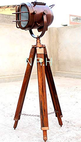 Nautical Replica Hub Collectible Modern Floor Lamp Spotlight Wooden Tripod Home & Office Decor