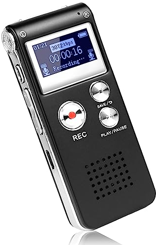 DISTANCEE Digitaler Diktiergerät, 8 GB, tragbar, USB wiederaufladbar, Diktiergerät, Audio-Recorder, digitalem Audio und MP3-Player für Meetings, Interviews und Vorträge (schwarz)