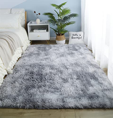 linyingdian Hochflor Teppich wohnzimmerteppich Langflor - Teppiche für Wohnzimmer flauschig Shaggy Schlafzimmer Bettvorleger Outdoor Carpet. (hellgrau, 120x160cm)
