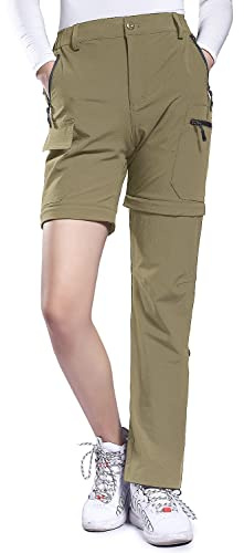 Hiauspor Wanderhose Damen Zip Off: Abnehmbar Atmungsaktiv mit 5 Taschen | 4 in 1 Hose,4-Wege-Stretch, Kein Lärm,Wasserabweisend,Elastische Passform,Für Outdoor Trekking,Safari,Reisen