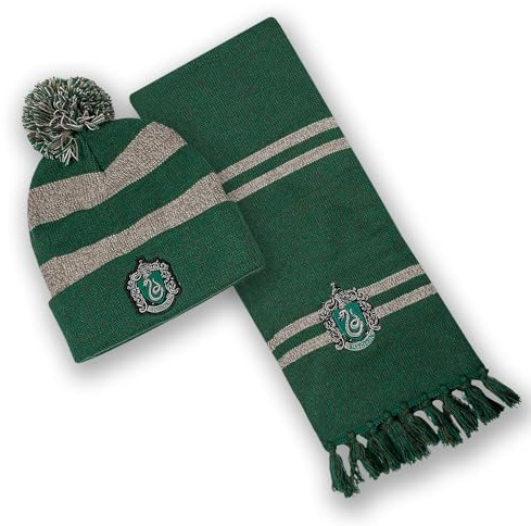 Harry Potter Slytherin Winterset für Erwachsene, Mütze und Schal, grün, One size