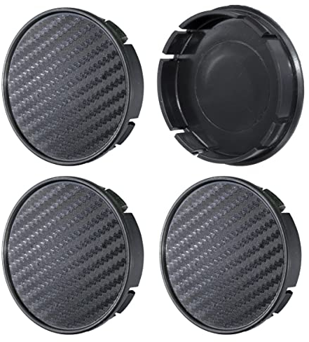Set 4 Stück x 60mm Nabenkappen Carbon Radkappen Kappen Felgenkappen(Carbon Schwarz, 60mm SCHWARZ)