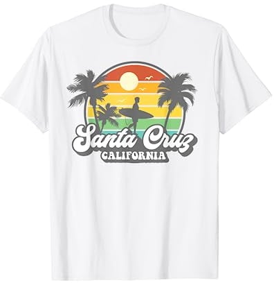 Santa Cruz California 70er Strand Surfen Retro T-Shirt