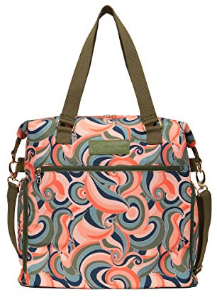Sarah Wells Lizzy Breast Pump Bag – Stylish Pump Tote with Insulated Cooler Pocket, Laptop Sleeve – Fits Portable Pumps & More – Easy-Clean, Lightweight Breastfeeding Bag (Groovy)
