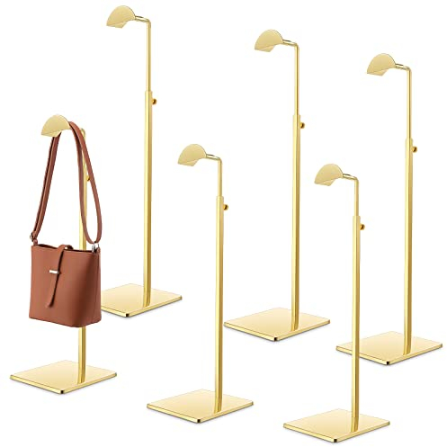 Maitys 6 Stück Gold Geldbörse Display Ständer Edelstahl Verstellbare Höhe Taschen Display Rack Metall Handtaschenhalter Set für Home Store Boutique Theke Einzelhandel Boden Requisiten Regale