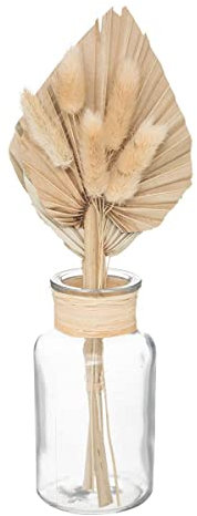 Atmosphera - Gesteck aus getrockneten Blumen Seav Glas - H28 cm - Beige