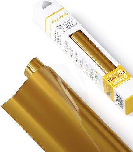 POLI-FLEX® TURBO® - Transferfolie für Textilien - Flexfolie zum Aufbügeln, Plotterfolie für DIY Shirts, Bright Gold matt, 30,5 cm x 122 cm