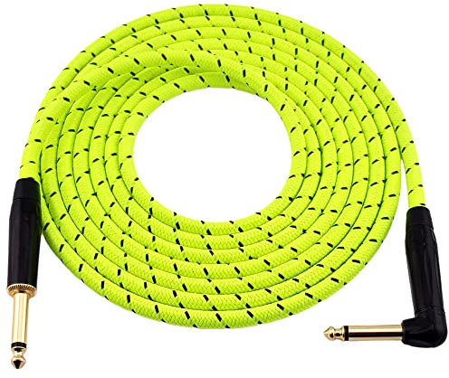 Reds Music Instrument Cable for Guitar GCF1230TB, Jack 6.3 mono/Jack 6.3 mono angled cable in decorative outer braid (3m)