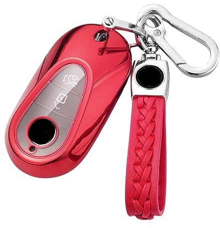 Z.MYUKI 【5 Farben】 GLC 300 Schlüsselhülle mit Schlüsselanhänger für Mercedes Benz GLC X254 2022 2023 Zubehör Original (Rot)