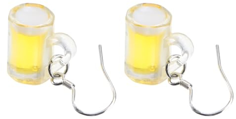 Bierkrug-Ohrringe, Mini-lustige, modische Bierglas-Ohrringe mit Schaumstoff-Anhänger für Frauen und Mädchen, Gelb