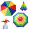 MEMOFYND Set mit 2 Regenschirmhüten, lustigen Kopfschirmhüten, Sonnenschirm-Regenhüten, Regenbogenschirmhüten mit elastischen Bändern, geeignet für Kinder Erwachsene, Strand, Angeln, Golf
