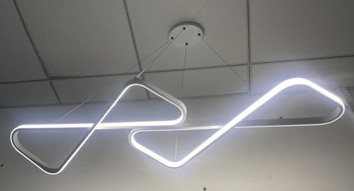 Doooitlight Aluminium Einfaches Design LED Pendelleuchte Passend für Esszimmer Pendelleuchte Schwarz Dimmbarer Kronleuchter mit Fernbedienung [Energieklasse A++] (schwarz, XL)