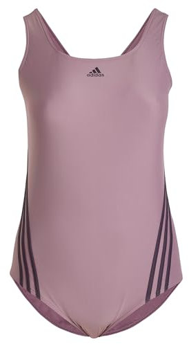 adidas Donna 3-Stripes Swim Suit (Plus Size), Shadow Fig/Aurora Black, XL Plus
