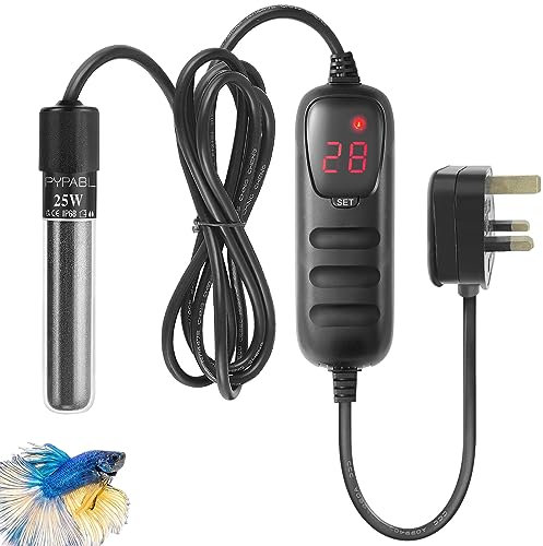 PYPABL Submersible Fish Tank Heater, 25W 50W 100W Small Aquarium Heater for Fish and Turtle Tank 3-100L with External Temperature Controller