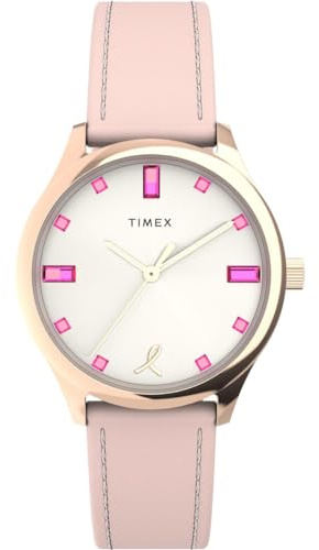 Timex Damen Analog Uhr mit Leder Armband Dress x BCRF