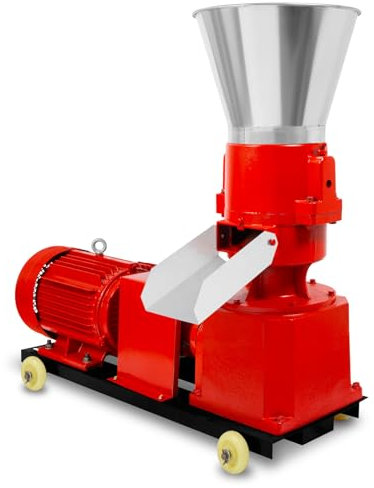 EBERTH Pelletpresse 150-200 kg/h, 7500 Watt, Ø Matrize 198 mm, Ø Matrizenbohrungen 6 mm, Drehzahl 1450 U/min, Netzspannung 400 V, Pelletmaschine für Holzpellets und Tierfutter, Profi-Pelletmühle