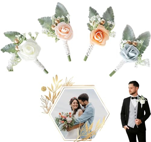 landscape lights2K 4 StüCk Ansteckblume Boutonniere Hochzeit Weiß Hochzeit Boutonniere Corsage Boutonniere BräUtigam Hochzeits ZubehöR FüR Hochzeiten Bankette JubiläUmsdaten