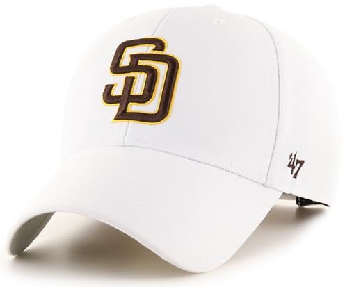 47 MLB Mütze mit weißem Primär-Logo, Team-Farbe, MVP, verstellbar, Einheitsgröße für Erwachsene, San Diego Padres - Weiß, Einheitsgr��e