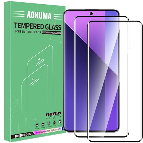 AOKUMA 3D Protector de Pantalla para Xiaomi Redmi Note 13 Pro Plus 5G/4G, [2 Unidades] 3D Cristal Templado para Redmi Note 13 Pro+ 5G Fácil Instalación,Sin Burbujas,Alta Definicion,9H Dureza