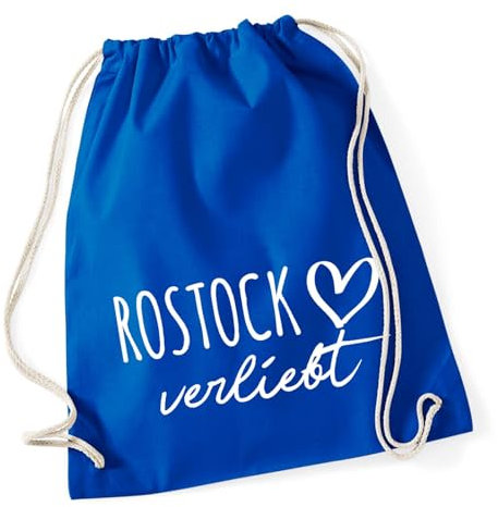 Huuraa Tasche Rostock verliebt Geschenk 12 Liter Bright Royal Baumwolle Rostock Mitbringsel