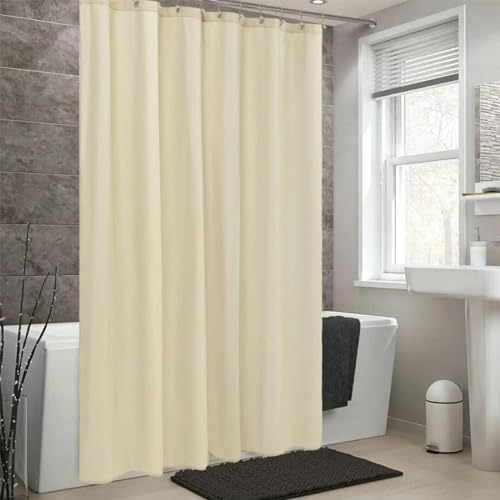 Duschvorhang 120x190cm/BxH Beige cremefarbener Stoff Plaid Vorhang Digitaldruck Polyester Dusche Anti-Schimmel & Wasserdicht & Waschbar Polyester Stoff Textil Shower Curtains waschbar, mit 12 Haken