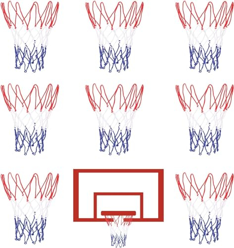 Mini-Basketballnetze, Ersatz für 20,3 cm - 26 cm Basketballfelgen mit 8 Schlaufen, Nylon, kleines Basketballkorbnetz für Kinder im Innen- und Außenbereich, 8 Stück