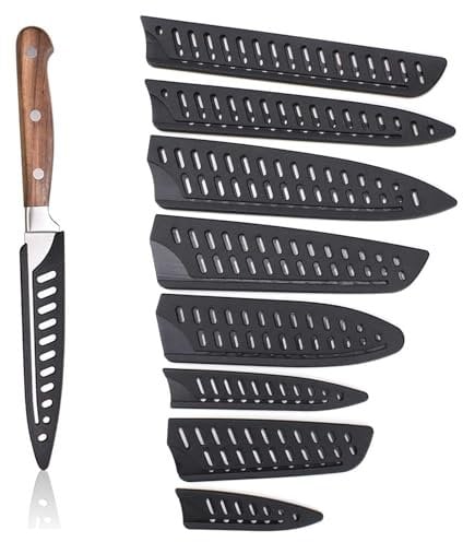 0XBIT Knife Protector - 8 Pack Knife Guard, 8 Models of Protective Covers, Black, Hollow for Ventilation