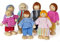 Aolso Puppenhaus Puppen,7 Stück Puppenfamilie aus Holz, Figuren Puppen Spielset Biegepuppen, Familie Puppen Zubehör für Puppenhäuseraus, Puppenhaus-Hausset (Loses Haar)