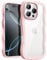 JETech Wavy Case for iPhone 16 Pro Max 6.9-Inch, Cute Wave Frame Curly Shape Shockproof Phone Cover for Women and Girls, Clear Hard PC Back (Pink)